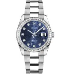 Rolex Datejust 116244-0021 Jubilee Blue Set with Diamonds 36mm Dial Diamond Set Bezel Oystersteel Oyster Bracelet Watch