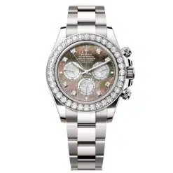 Rolex Cosmograph Daytona 126579RBR-0001 Black and White Mother-of-Pearl 40mm Dial Diamond-Set Bezel Oyster Bracelet Watch