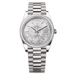 Rolex Day-Date 228349RBR-0040 Meteorite Set with Diamonds 40mm Dial Diamond Set Bezel White Gold President Bracelet Watch