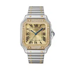 Cartier W3SA0007 Santos de Cartier Golden Sunray Dial Watch