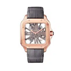 Cartier WHSA0018 Santos de Cartier Rose Gold Skeleton Dial Watch