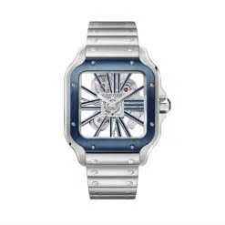 Cartier WHSA0026 Santos de Cartier Blue Skeleton Dial Watch