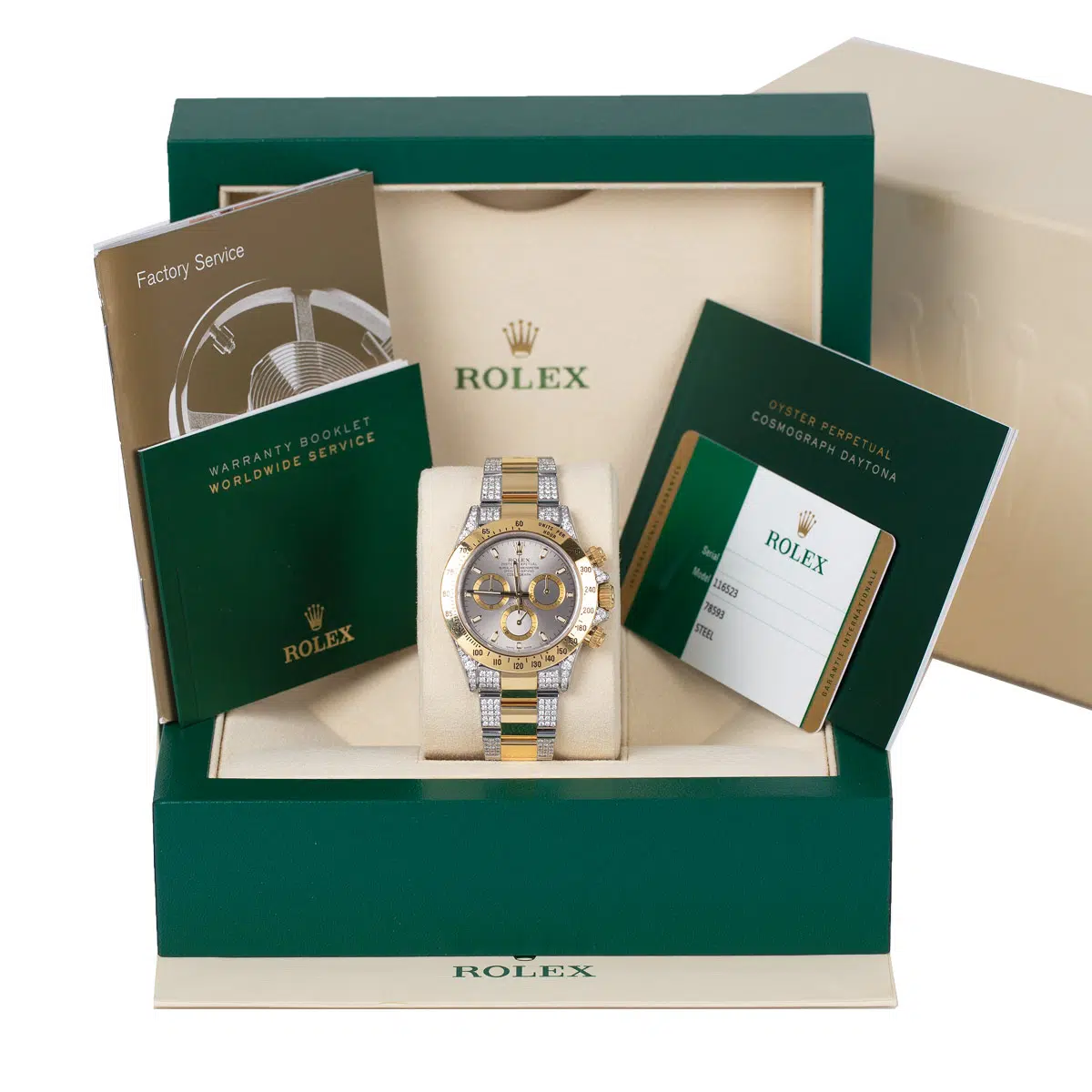 Rolex Daytona 116523 Grey Dial Aftermarket Iced Out Bracelet and Lugs - Image 2