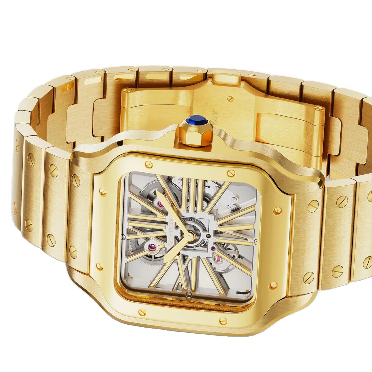 Cartier WHSA0042 Santos de Cartier Yellow Gold Skeleton Dial Large - Image 5