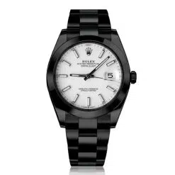 Rolex Datejust 126300 PVD White Dial Black Oyster Bracelet Watch