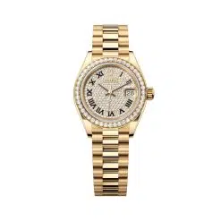 Rolex Lady-Datejust 279138RBR-0029 Paved Diamond 28mm Dial President Bracelet Watch
