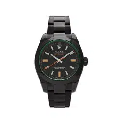Rolex Milgauss 116400GV Green Crystal Black Dial Black PVD Oyster Bracelet Watch