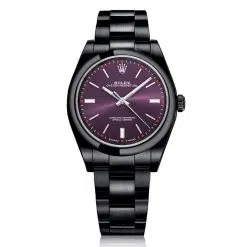 Rolex Oyster Perpetual 114300 Aubergine Dial Black PVD Oyster Bracelet Watch