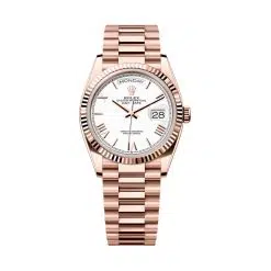Rolex Day-Date 128235-0070 White Dial Rose Gold