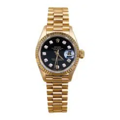 Rolex 69178 Lady Datejust 18K Yellow Gold Black Diamond Dial 26mm Watch