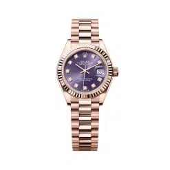 Rolex Lady-Datejust 279175-0019 Aubergine Diamond-Set Dial President Everose Gold Watch