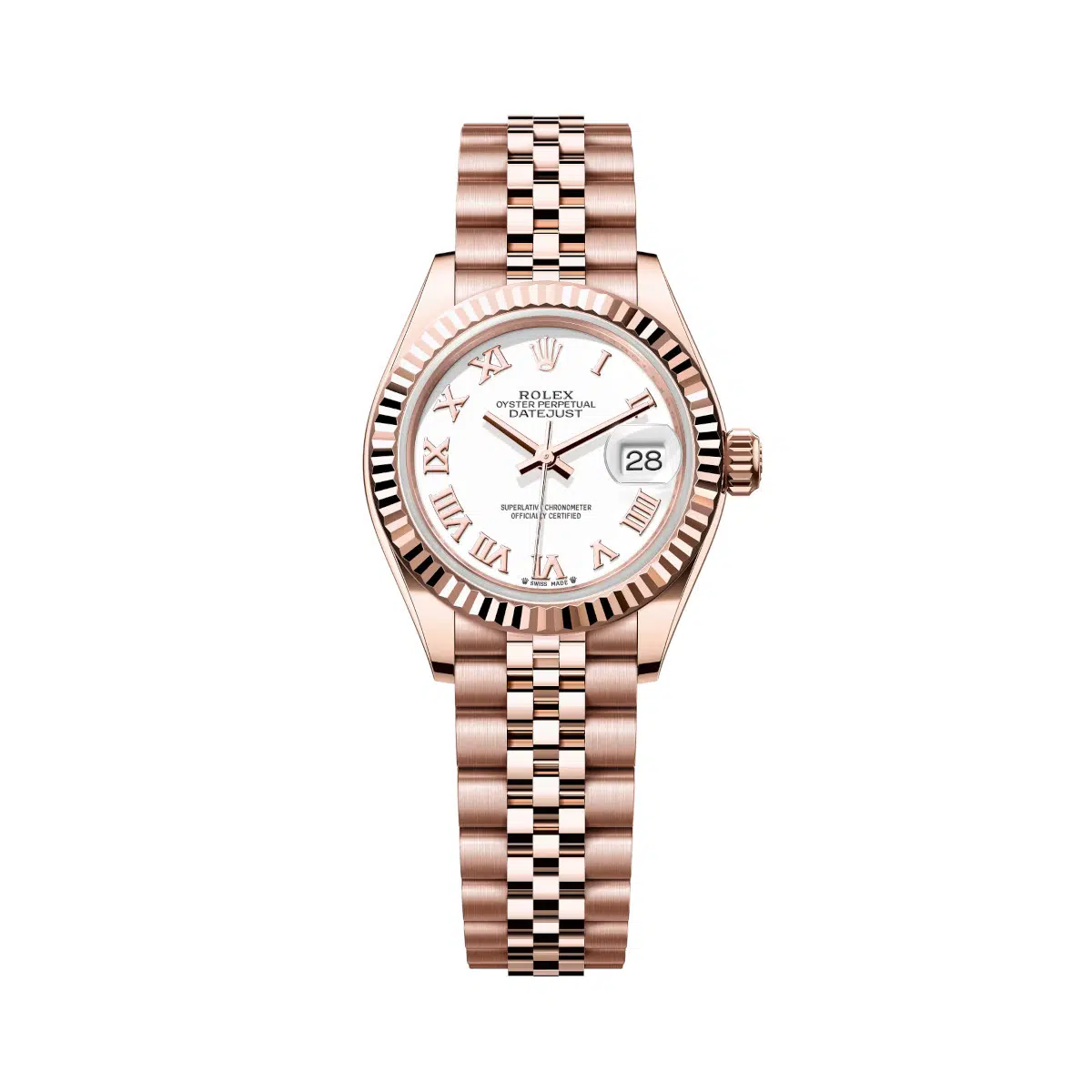 Rolex Lady-Datejust 279175-0022 White Roman Dial Jubilee Everose Gold Watch