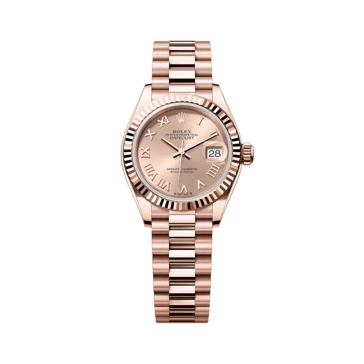 Rolex Lady-Datejust 279175-0027 Rosé Roman Dial President Everose Gold Watch