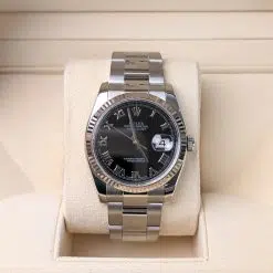 Alternative view of Rolex Datejust 116234 Steel & White Gold Oyster 36mm Black Roman Dial Watch