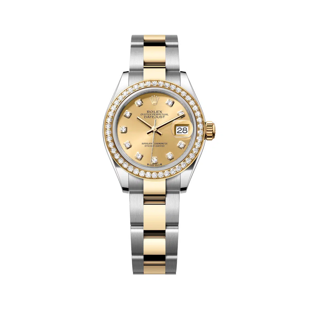 Rolex Lady-Datejust 279383RBR-0012 Champagne Diamond Dial Yellow Rolesor Oyster Bracelet