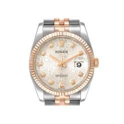 Rolex 116231 DateJust 18k Rose Gold Silver Jubilee Diamond Dial Jubilee Bracelet