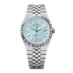 Rolex Land-Dweller 127336-0001 Blue Honeycomb Dial Platinum Jubilee Bracelet