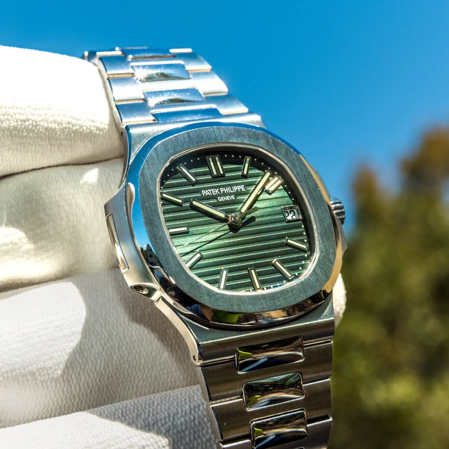 Patek Philippe Nautilus 5711 with green dial (5711/1A-014), a rare and highly collectible model released as the final edition before discontinuation