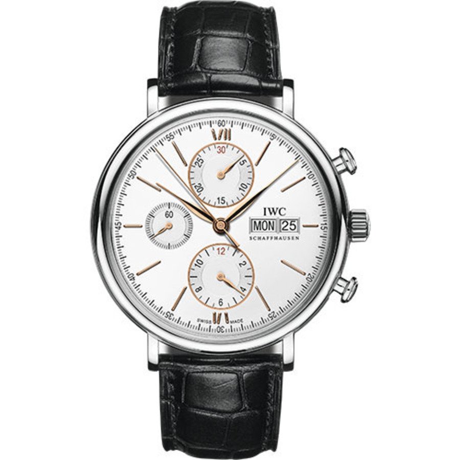 IWC Portofino Chronograph 42mm Silver Dial Black Alligator Strap IW391031