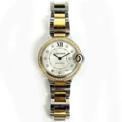 Cartier Ballon Bleu WE902077 33MM Diamond Bezel Silver Dial