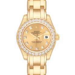 Rolex Lady-Datejust Pearlmaster 80298 29MM Yellow Gold Champagne Dial