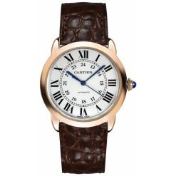 Cartier Ronde Solo W2RN0008 36MM Rose Gold Silver Dial Leather